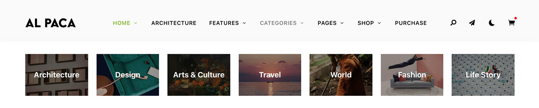 Display categories with images.