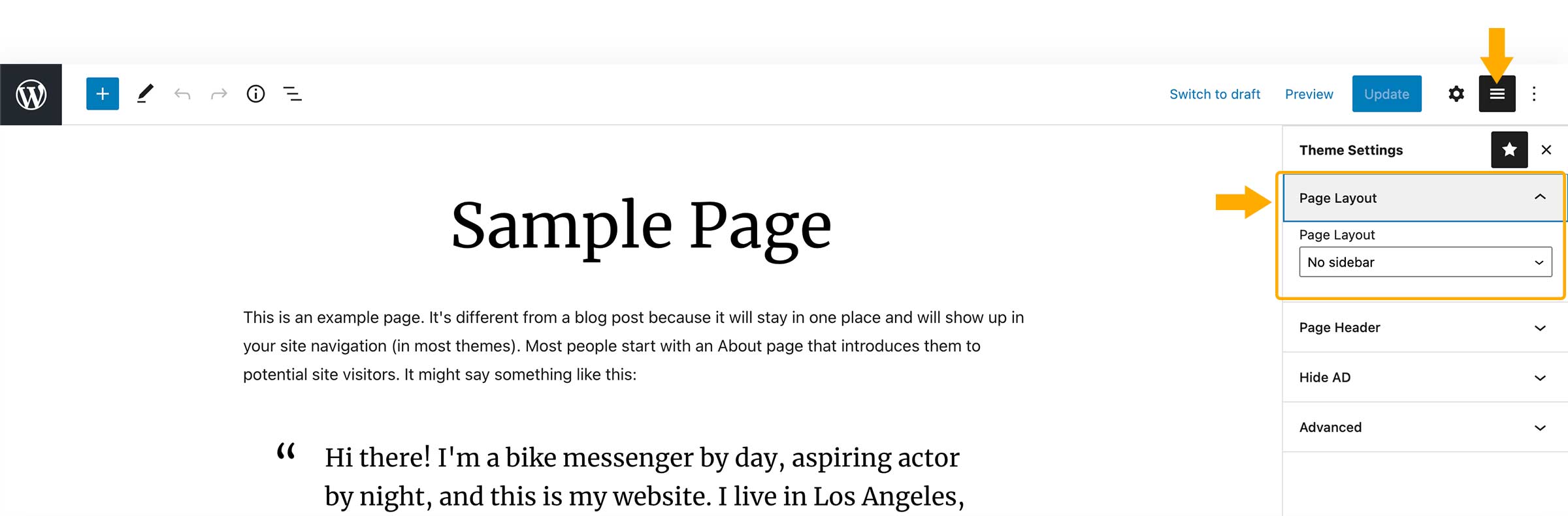 Choose Page Template