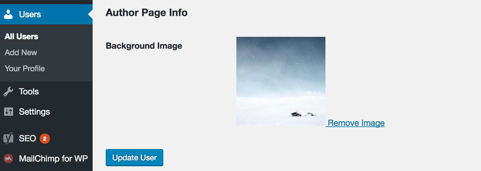 Upload a background image for Author Archive Page Header