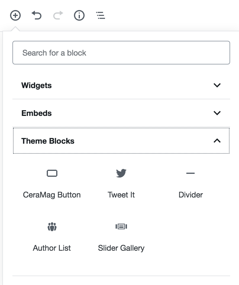 Theme Shortcodes are converted to Gutenberg Blocks