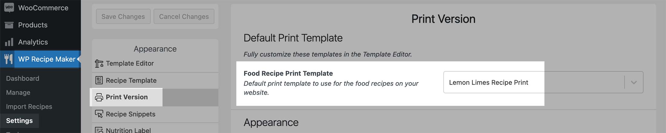 Default Print Recipe Template