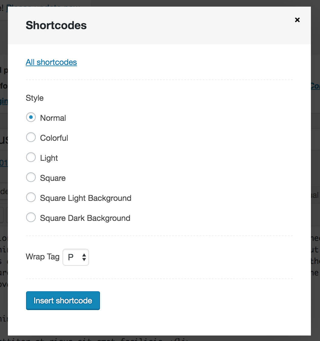 Shortcode Settings for Drop Caps