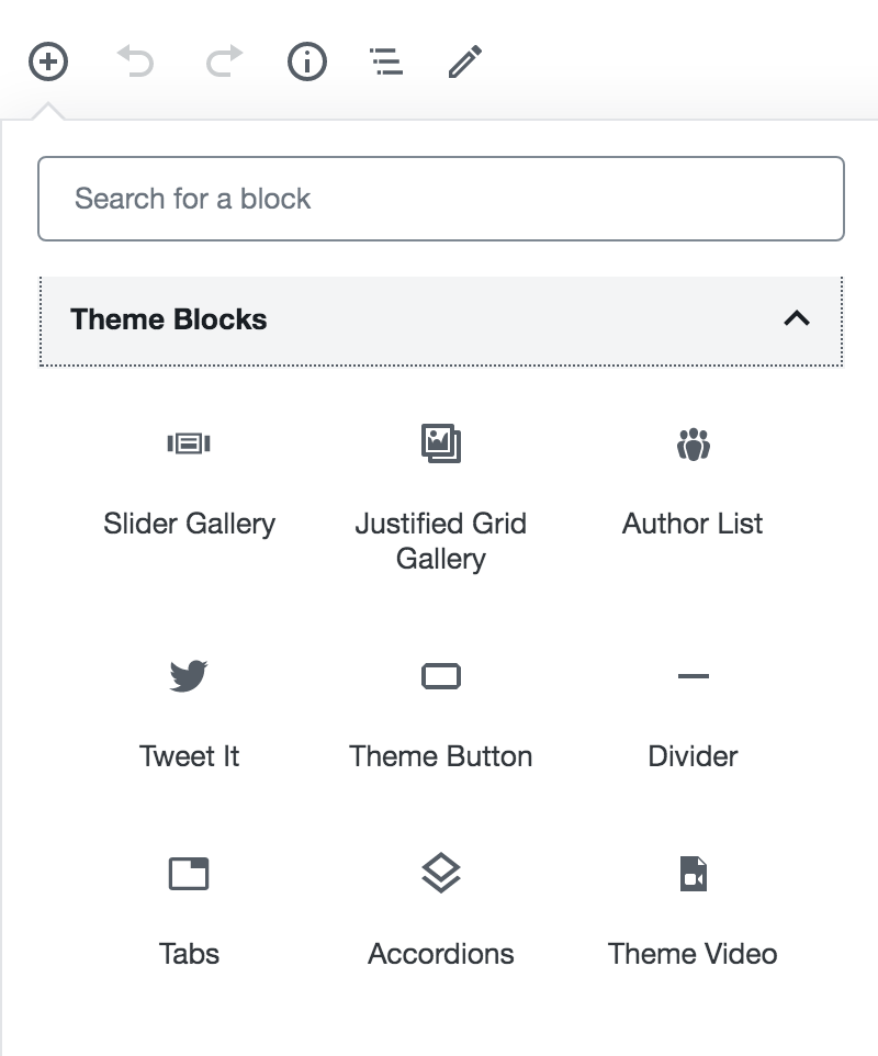 Theme Shortcodes are converted to Gutenberg Blocks