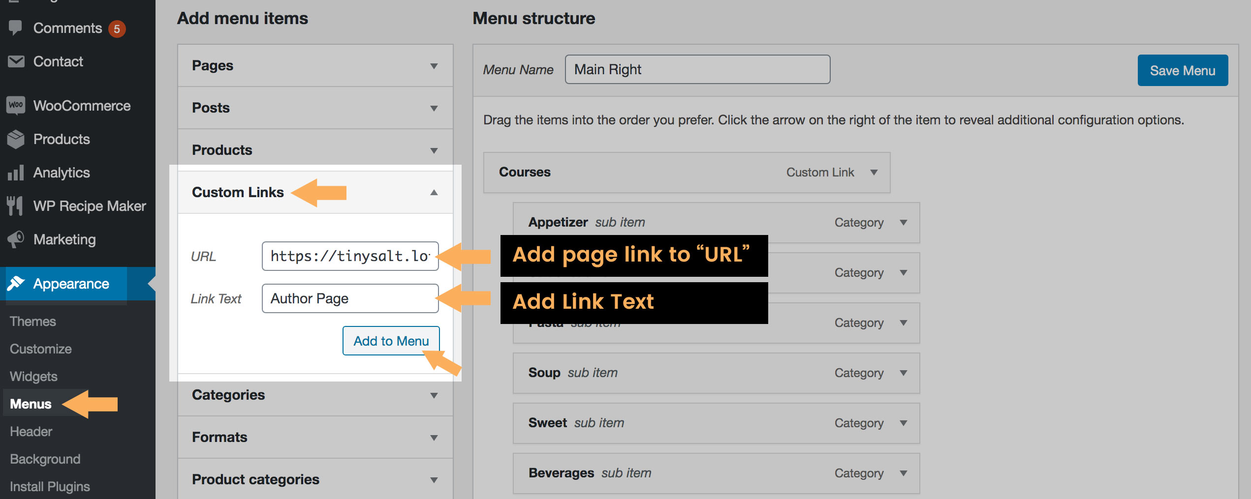 Add author archive page to menu
