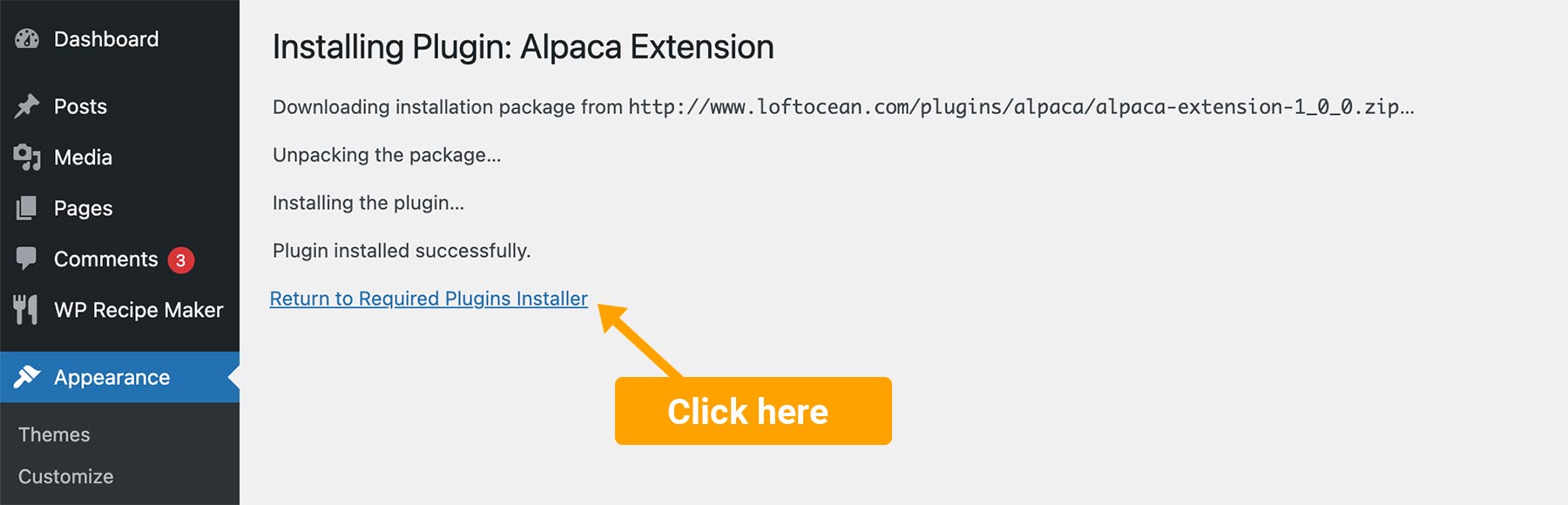Return to Required Plugins Installer.