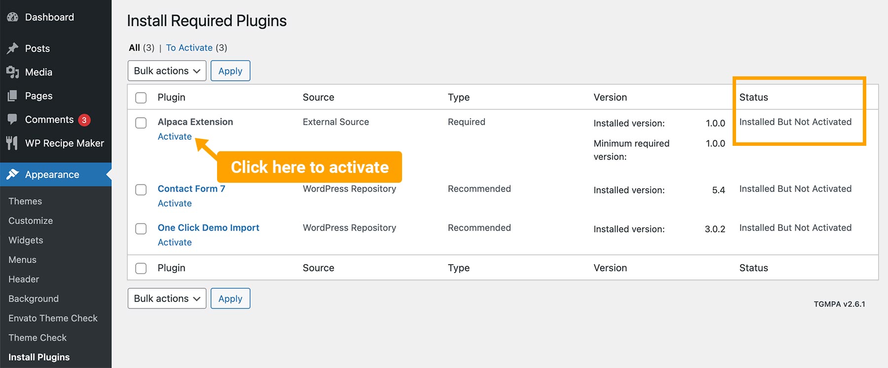 Activate the required plugin.