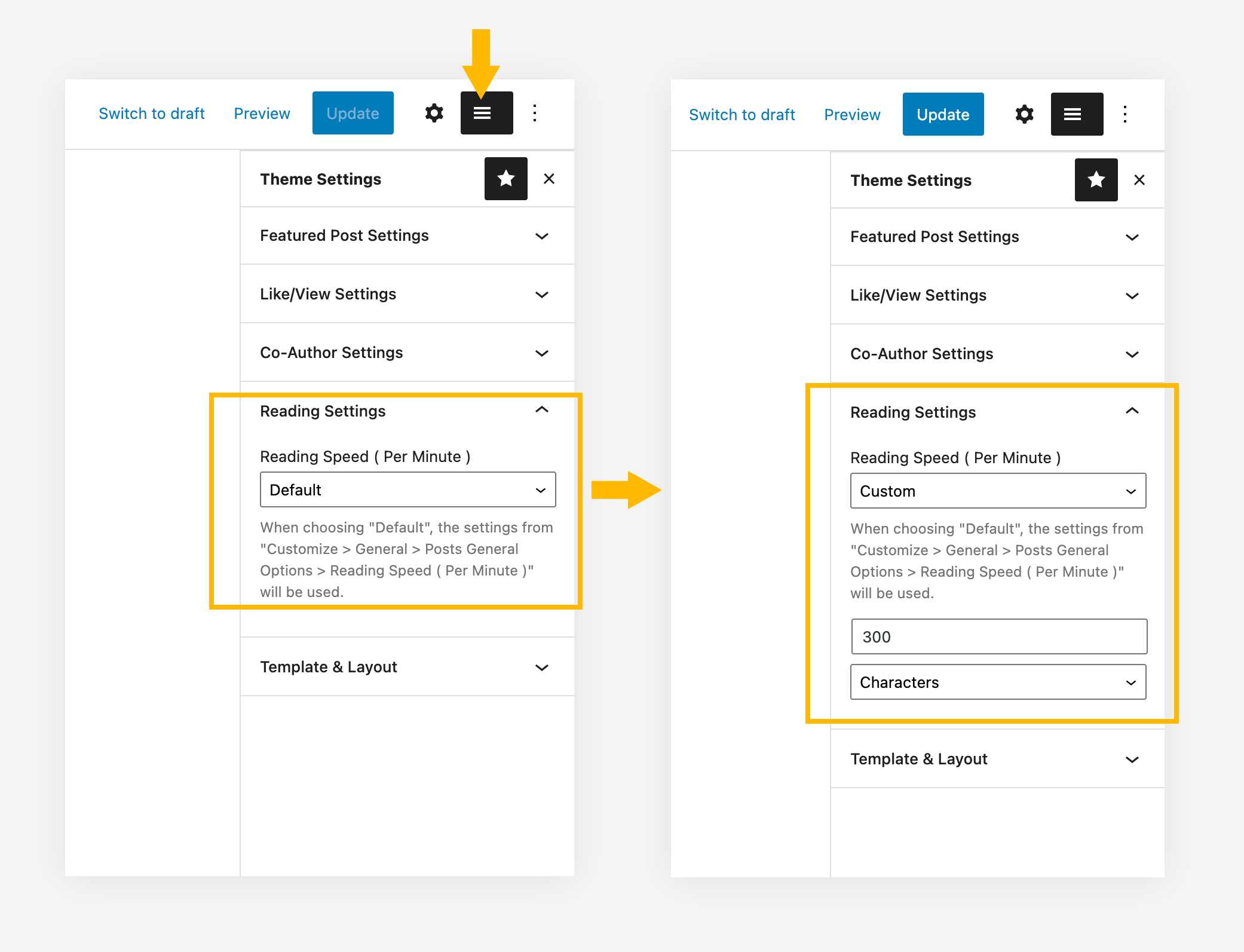 Reading Time Setting - for a specific single post