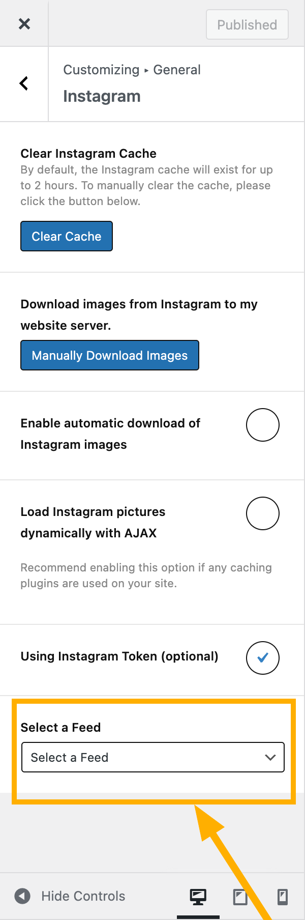 Select one of the feeds you created