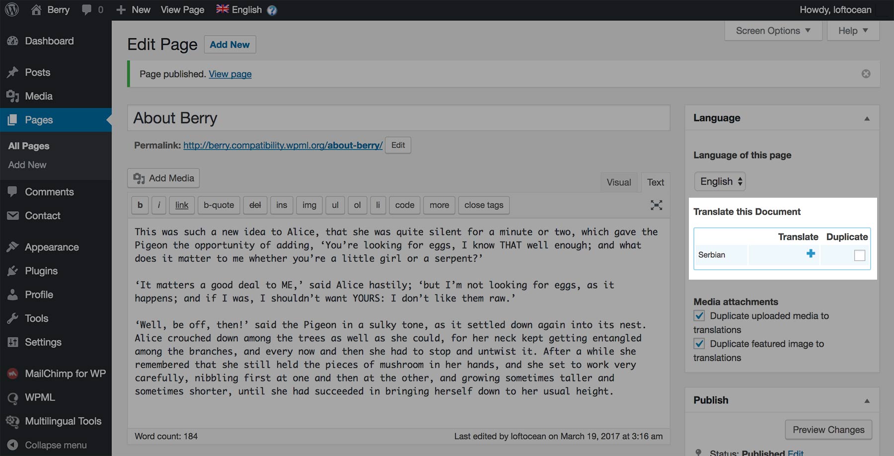 Translating pages and posts