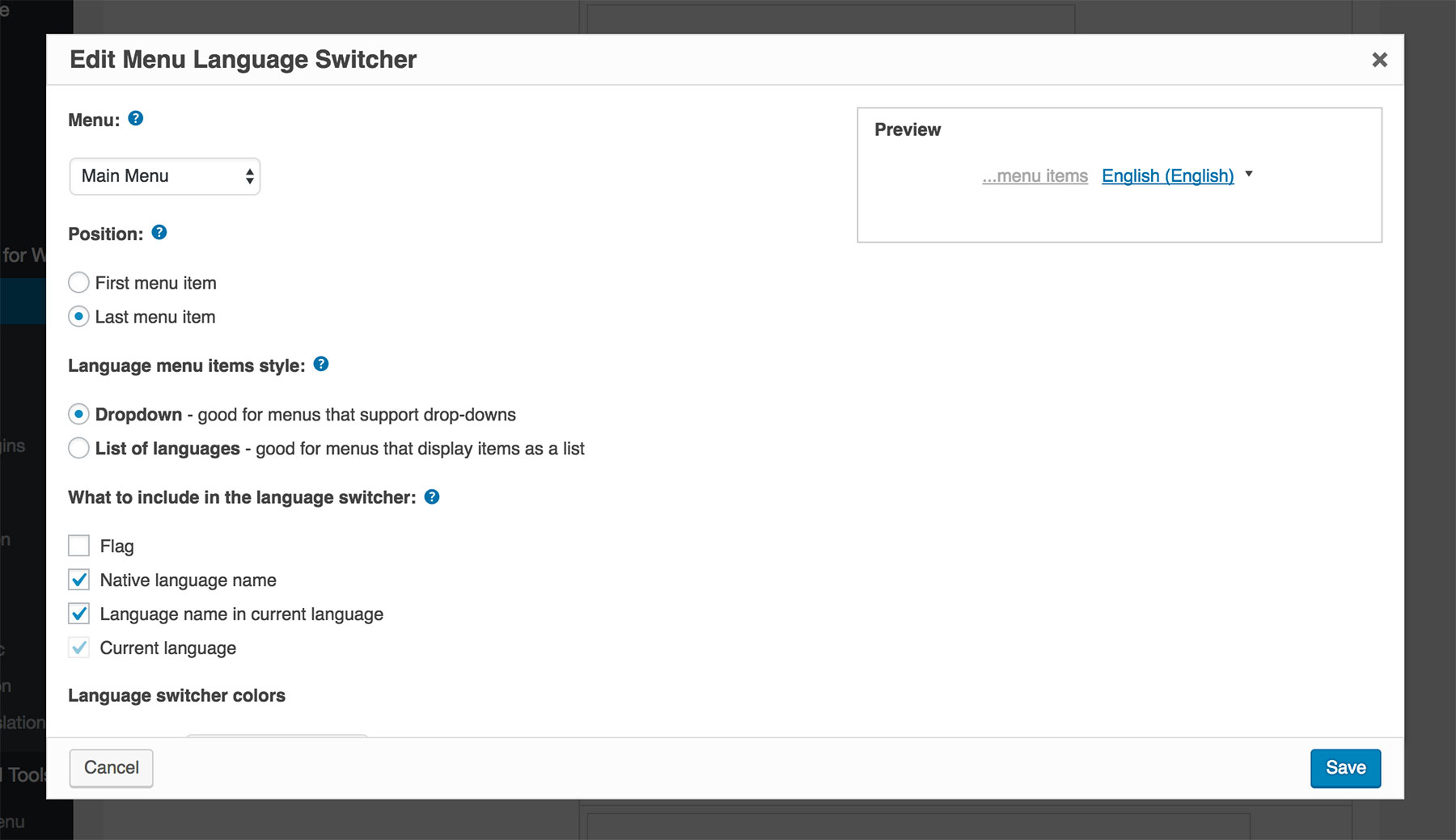 Customize the Language Switcher