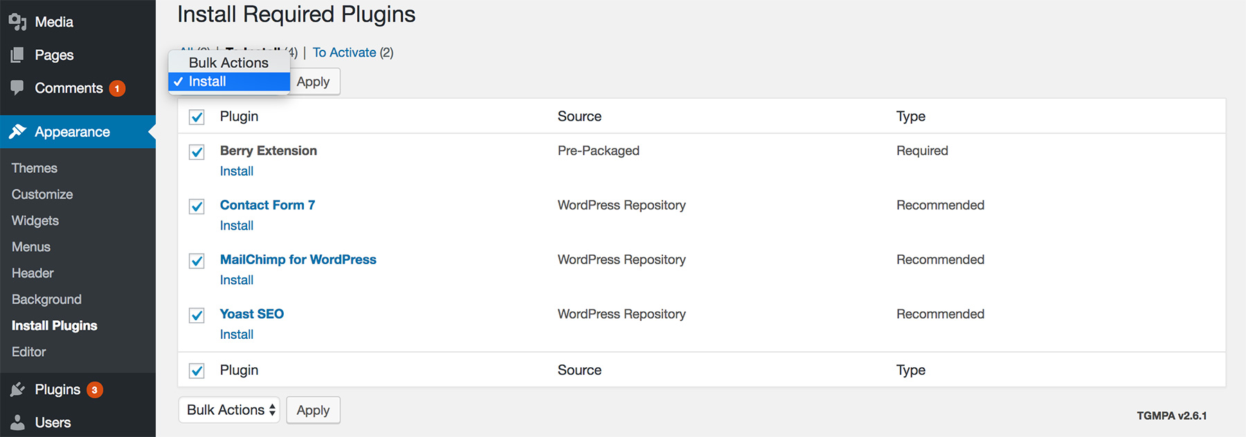Install recommended plugins