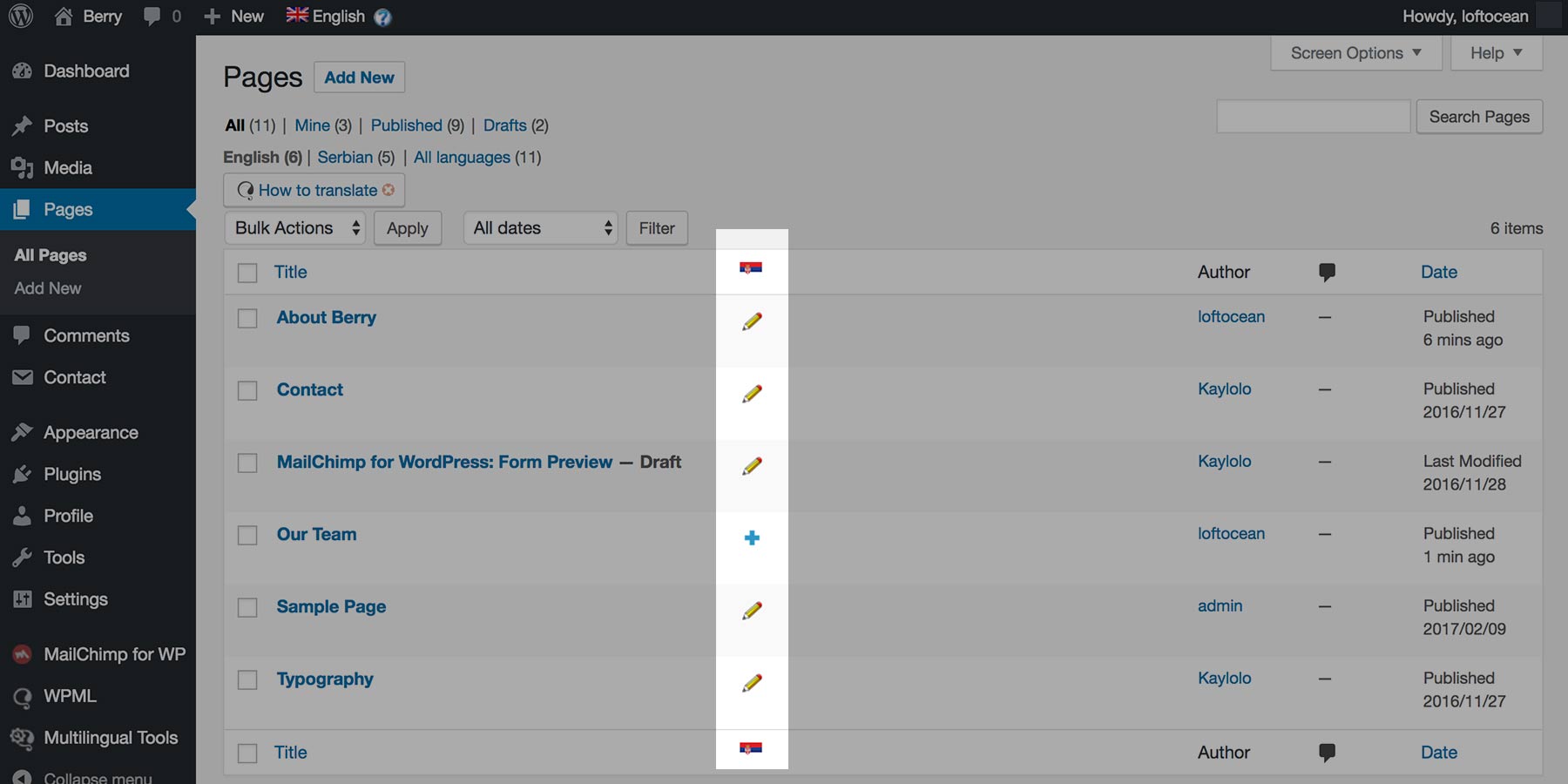 Language Edit Button