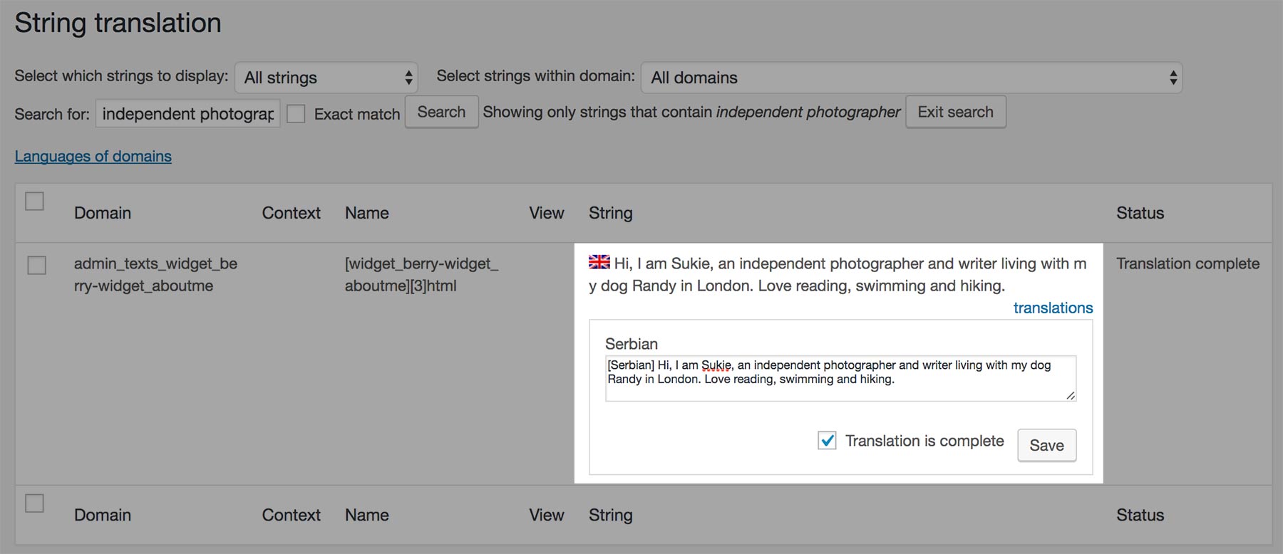 Translate the string