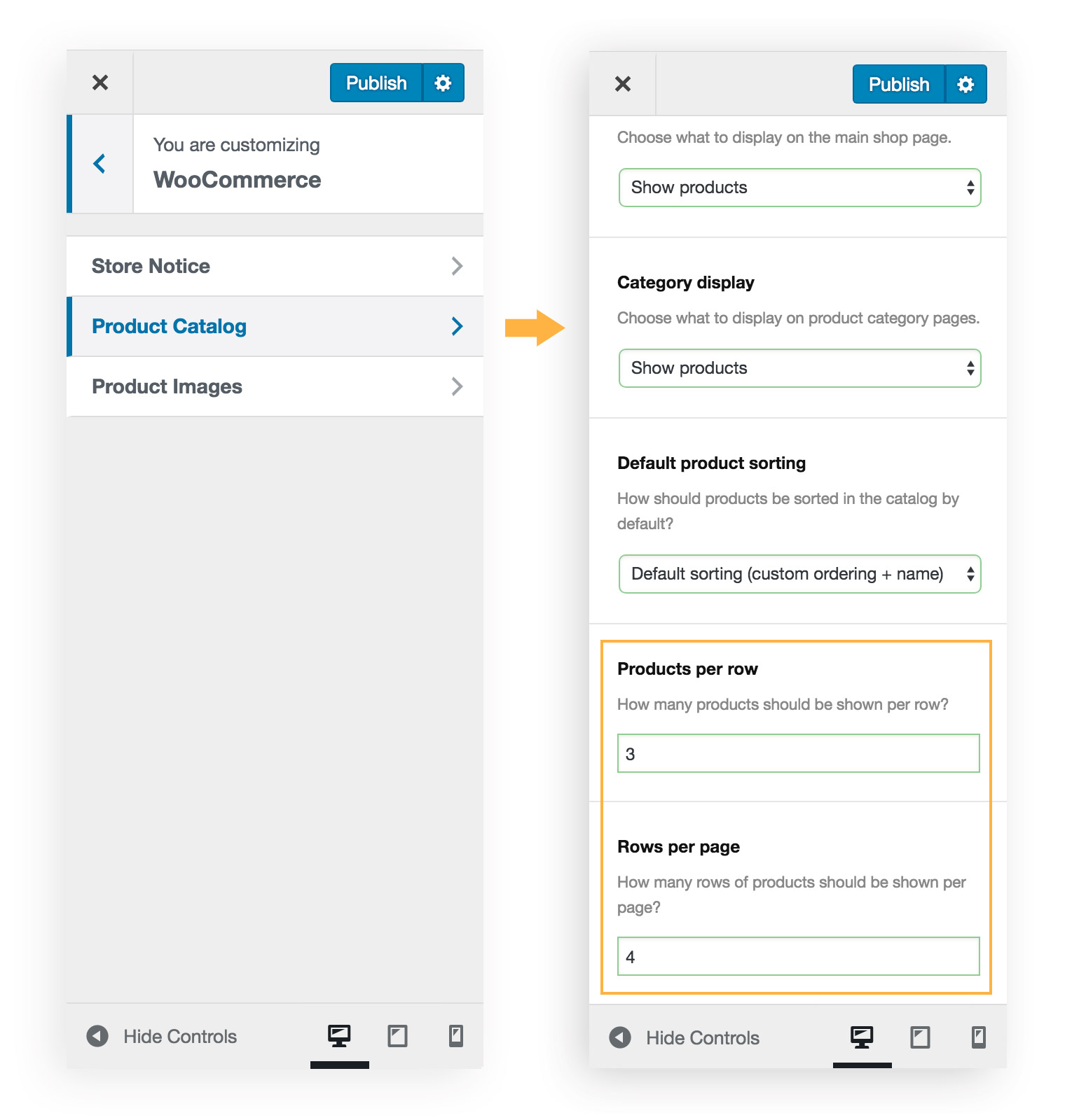 WooCommerce Shop Catalog Columns & Rows options