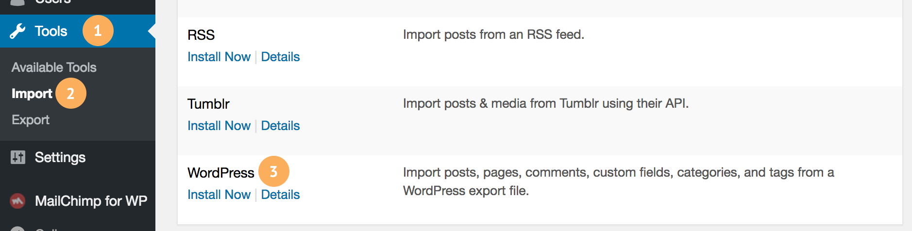 Install WordPress Import Tool
