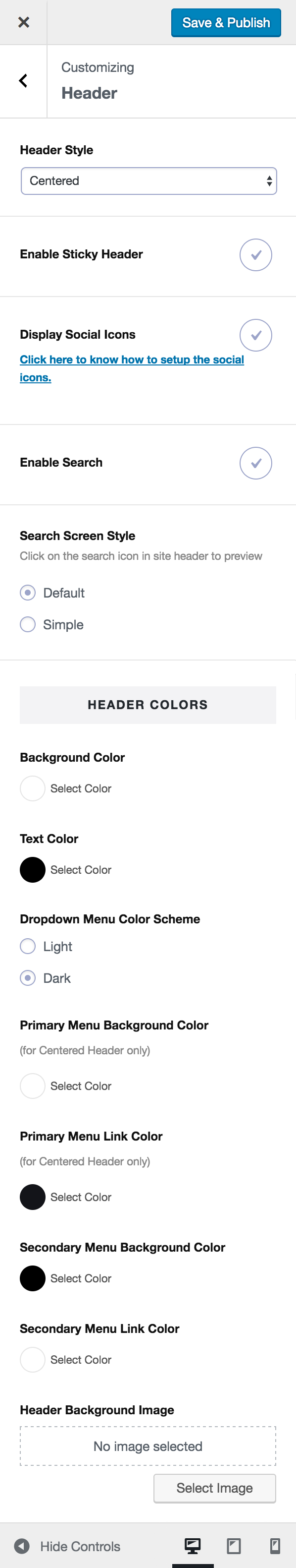 Customizer - Site Header