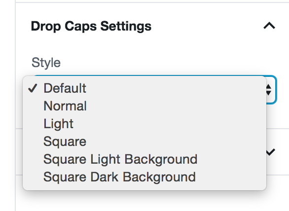 Drop Caps Settings