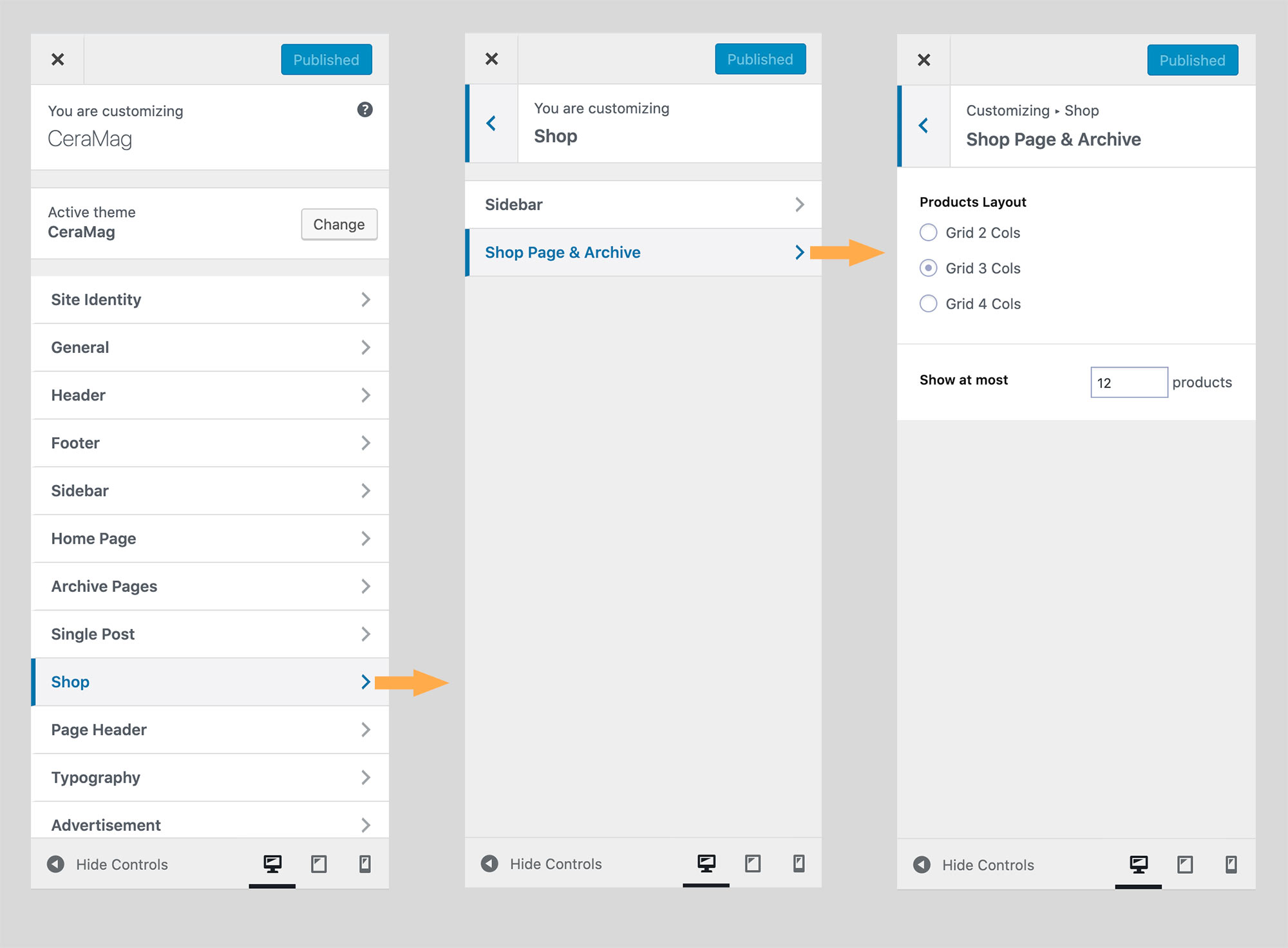 Customize Products Layout for shop index page and archive page