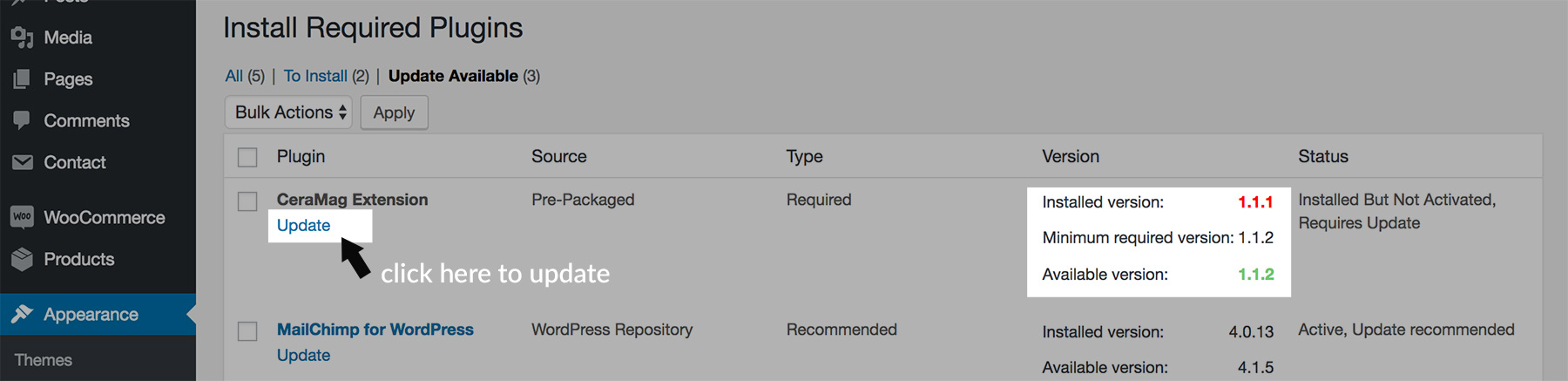 Update CeraMag Extension