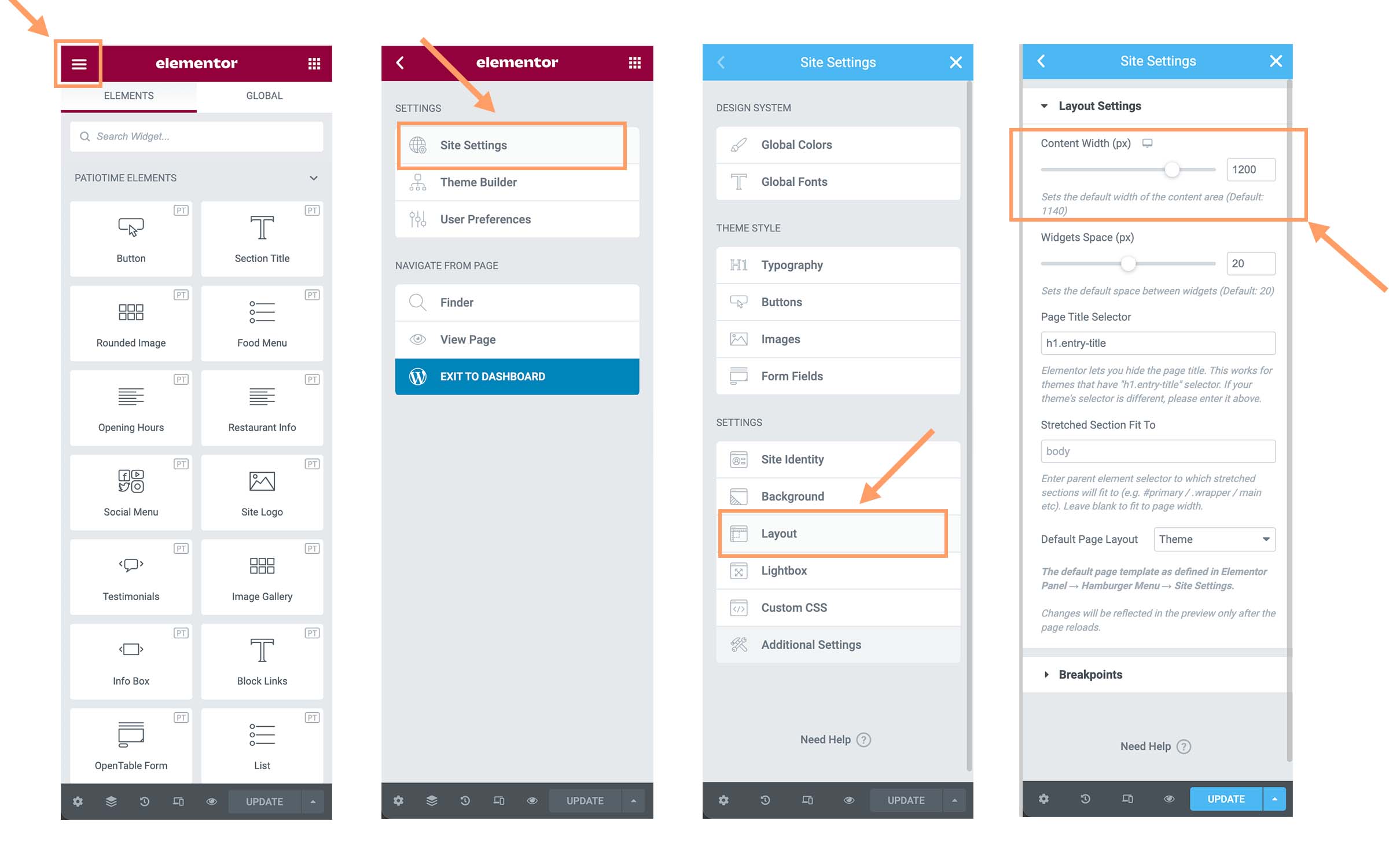 Change Elementor Content Width