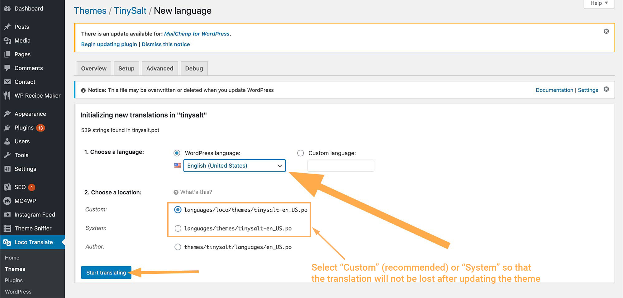 Create a new language