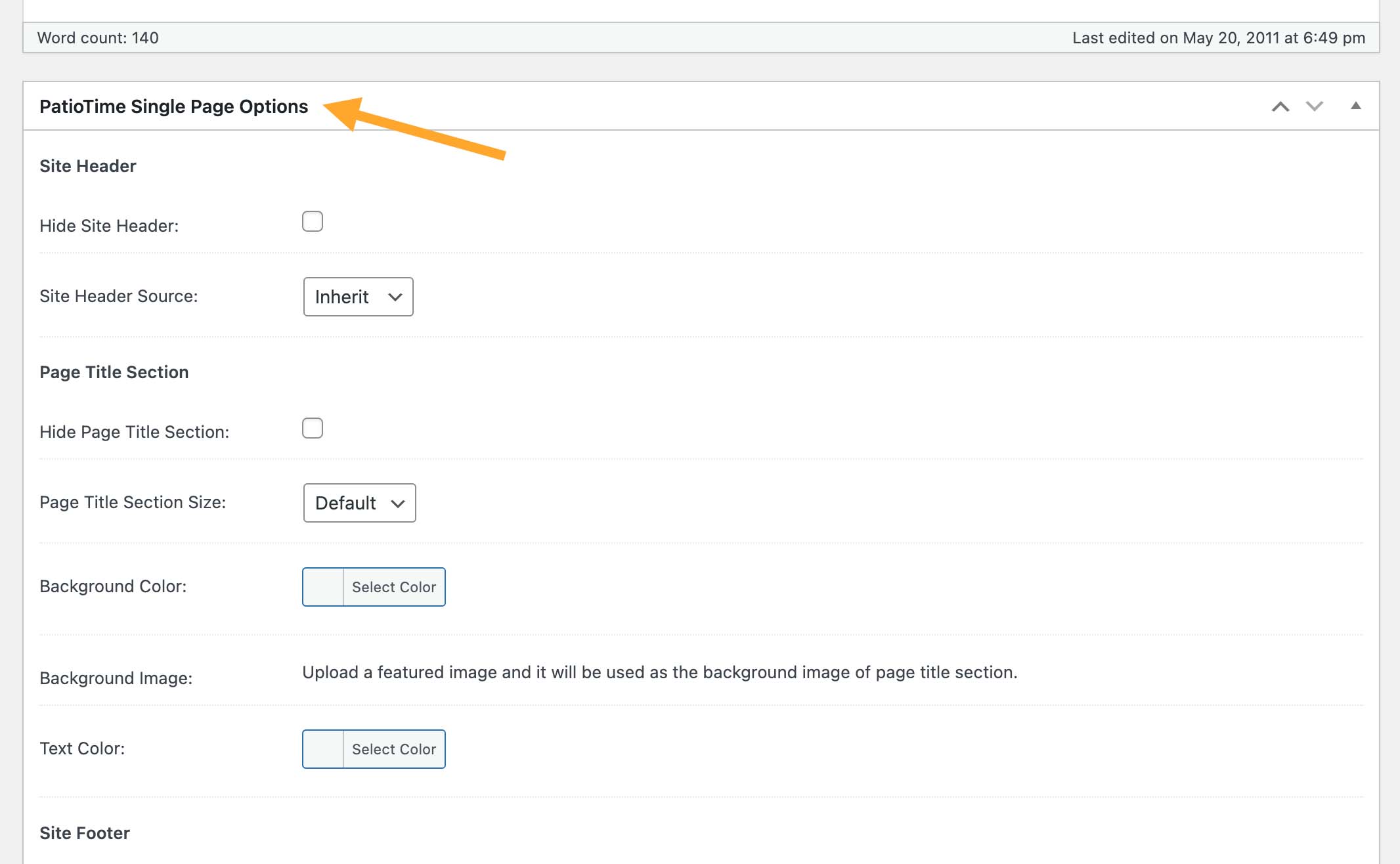 Single Page Options - in Classic Editor