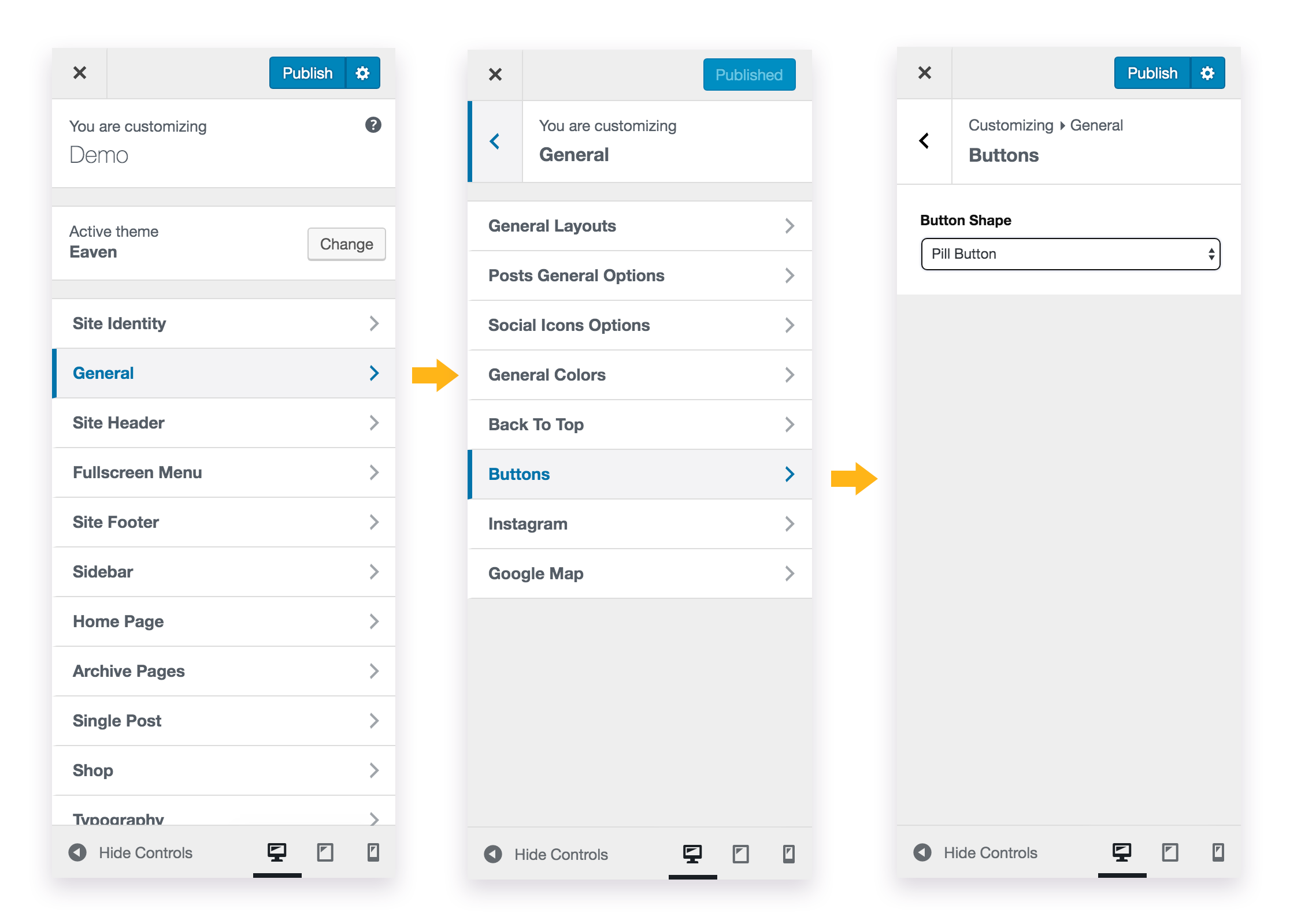 Choose a button shape