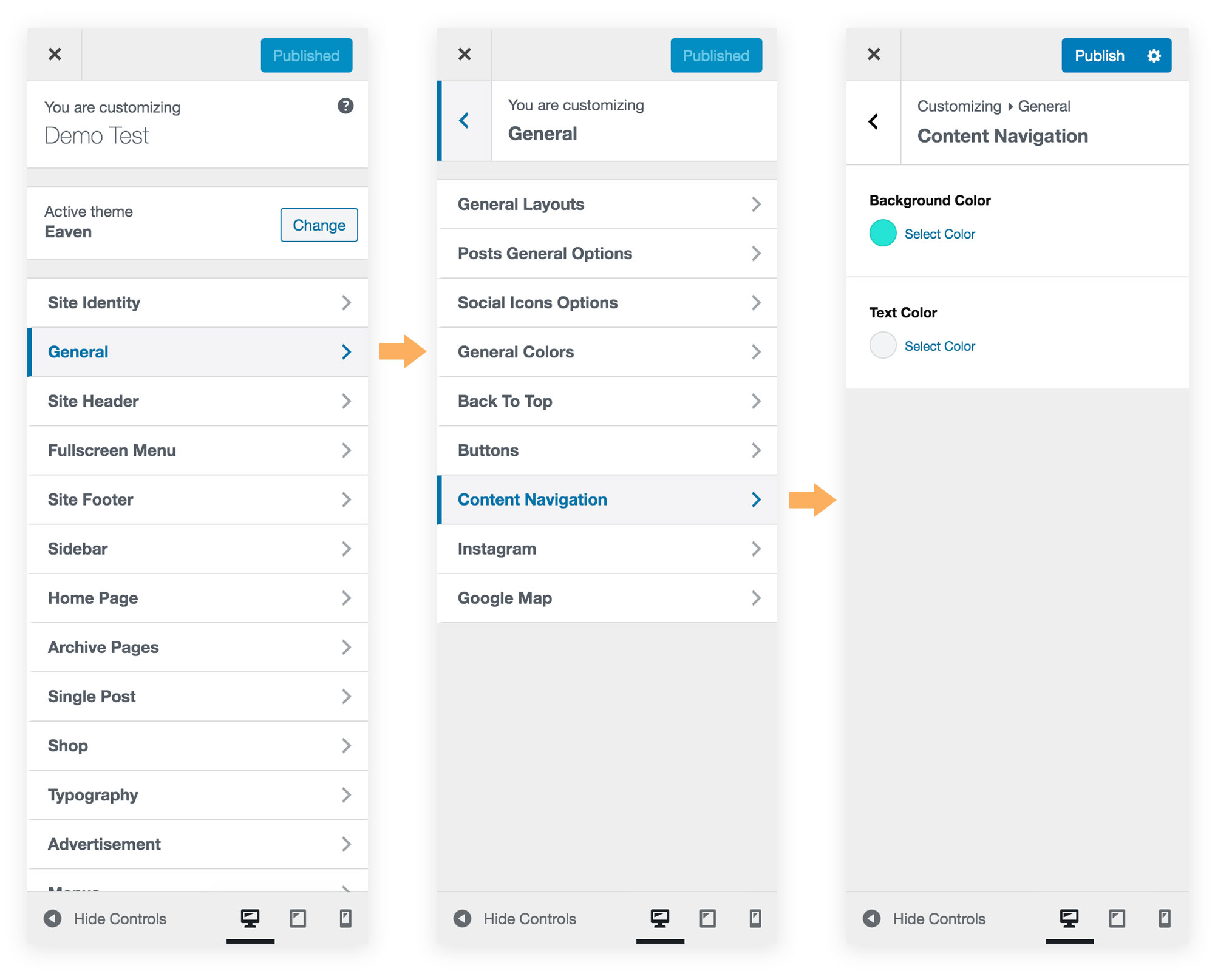 Change color for Content Navigation