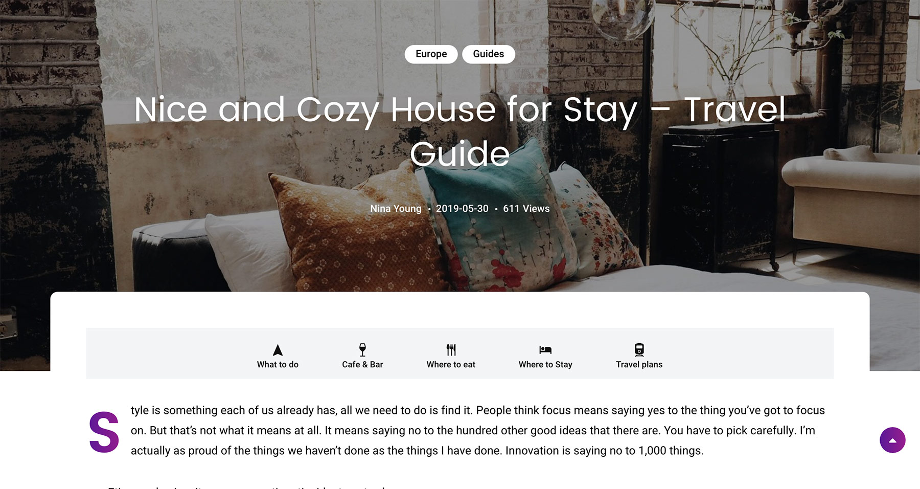 Content Navigation. Position - Top.