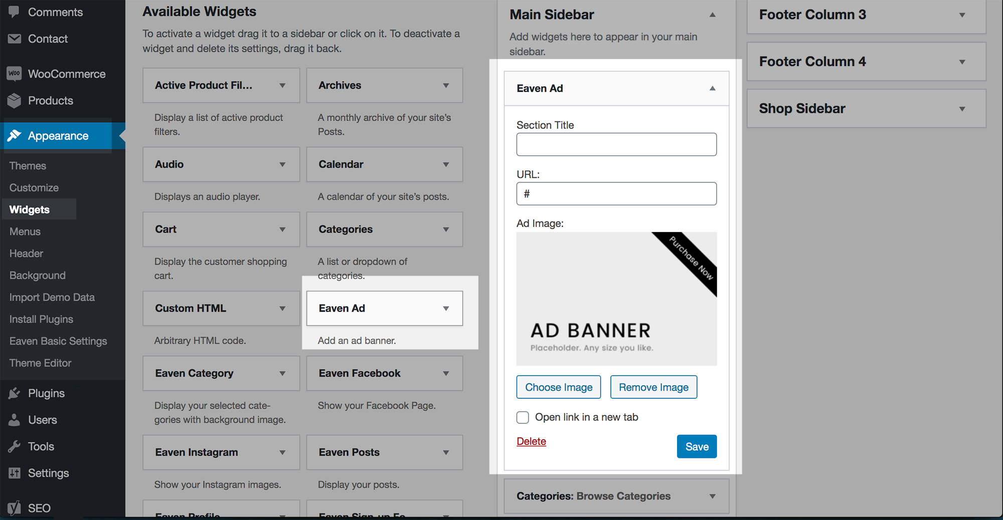 Custom Widget - Eaven Ad