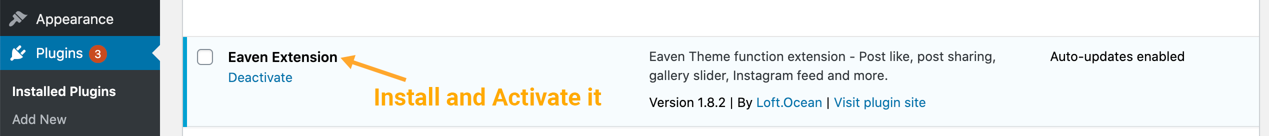Install and Activate Eaven Extension