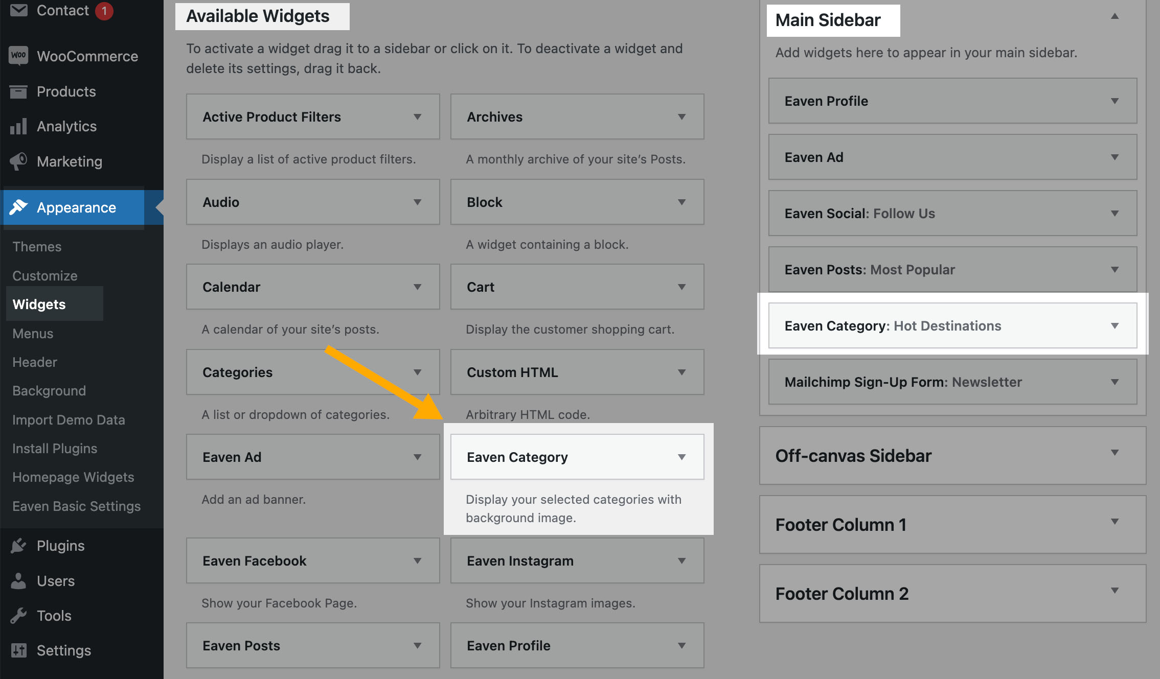 Display Featured Categories in Sidebar