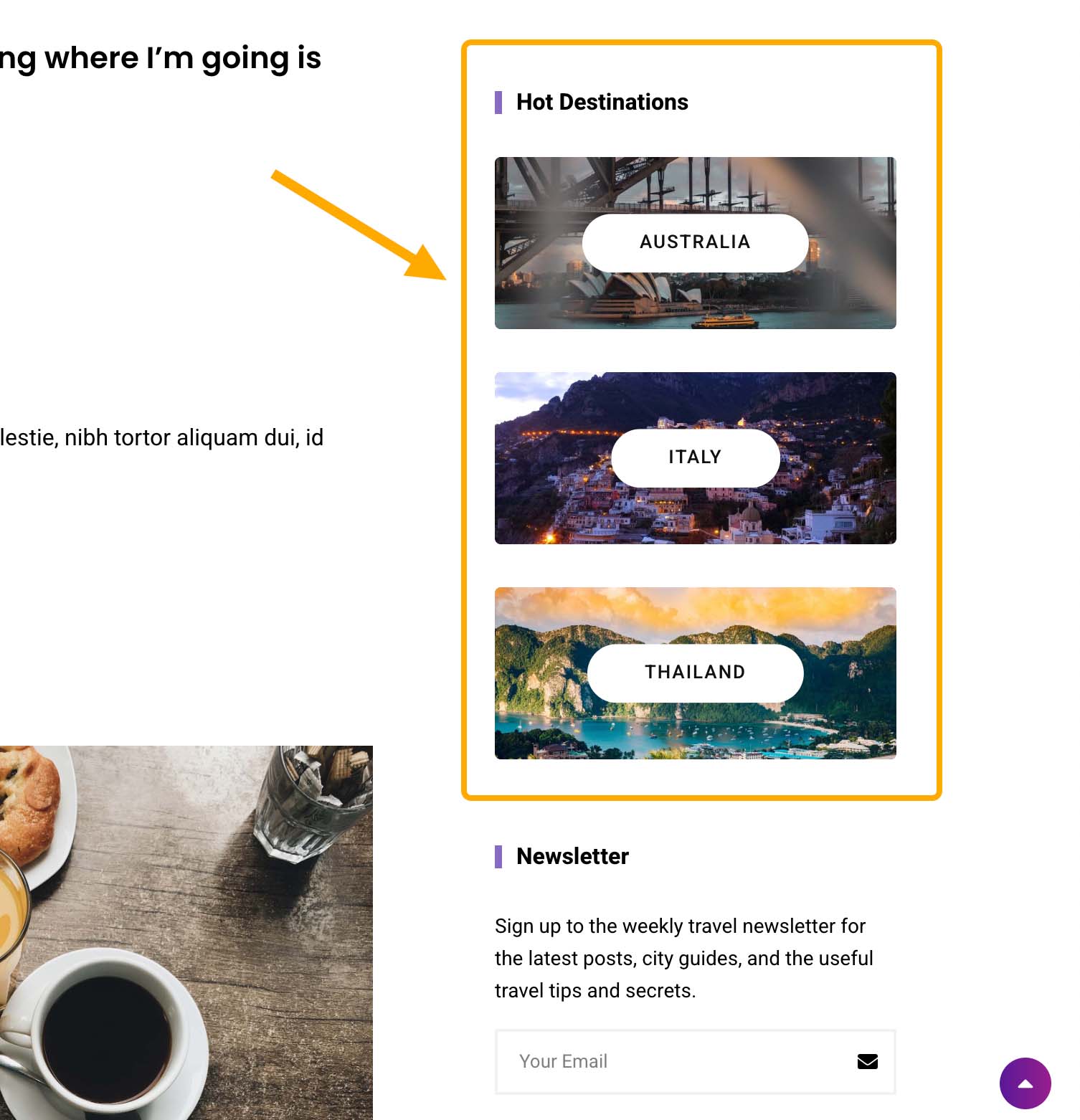 Featured Categories in Sidebar
