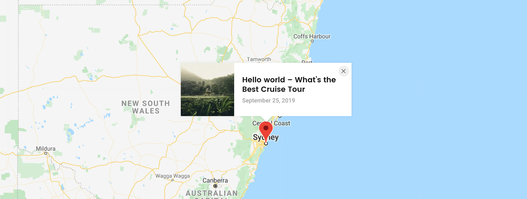 Pin of a post on the map