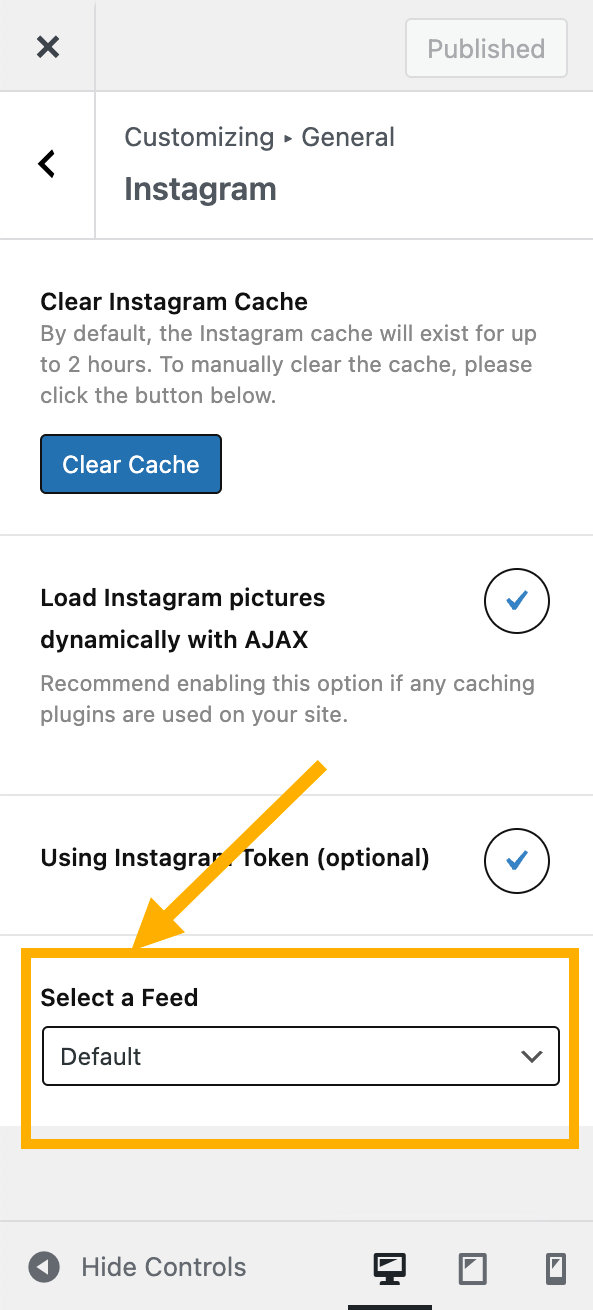 Select one of the feeds you created