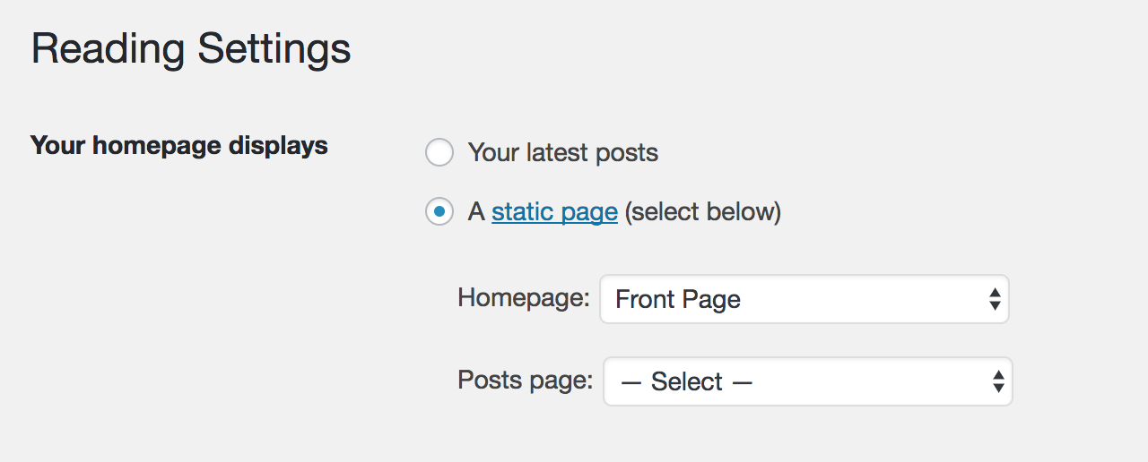 Static Front page - on blog