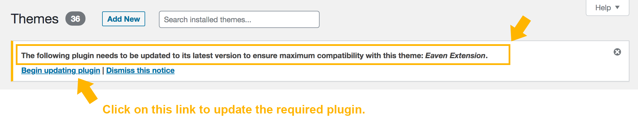 Notification - update the required plugin