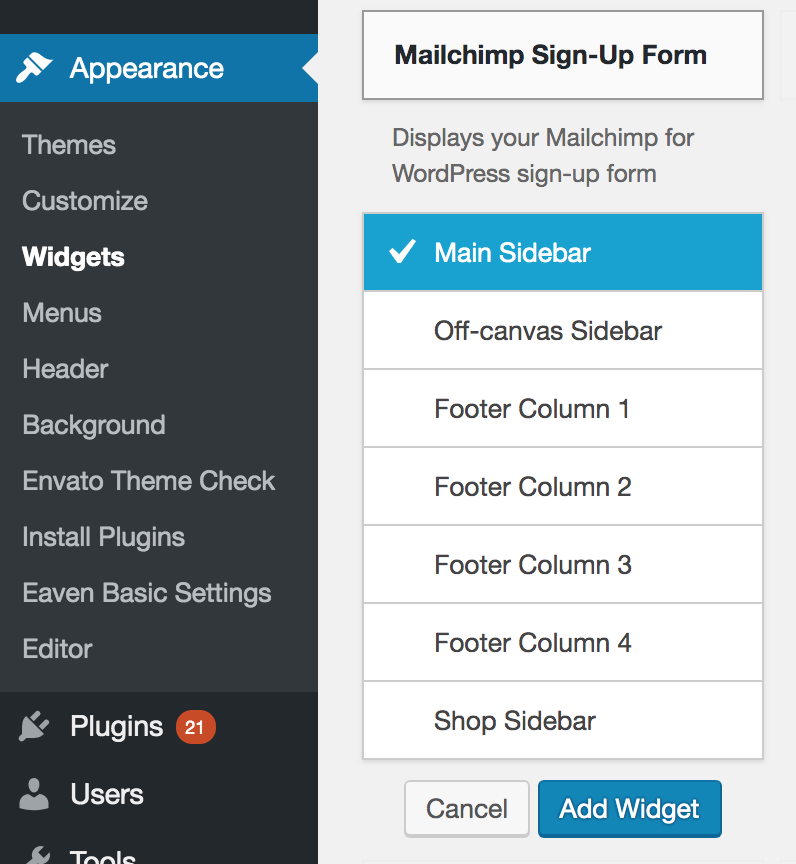 MailChimp Sign-Up Form Widget