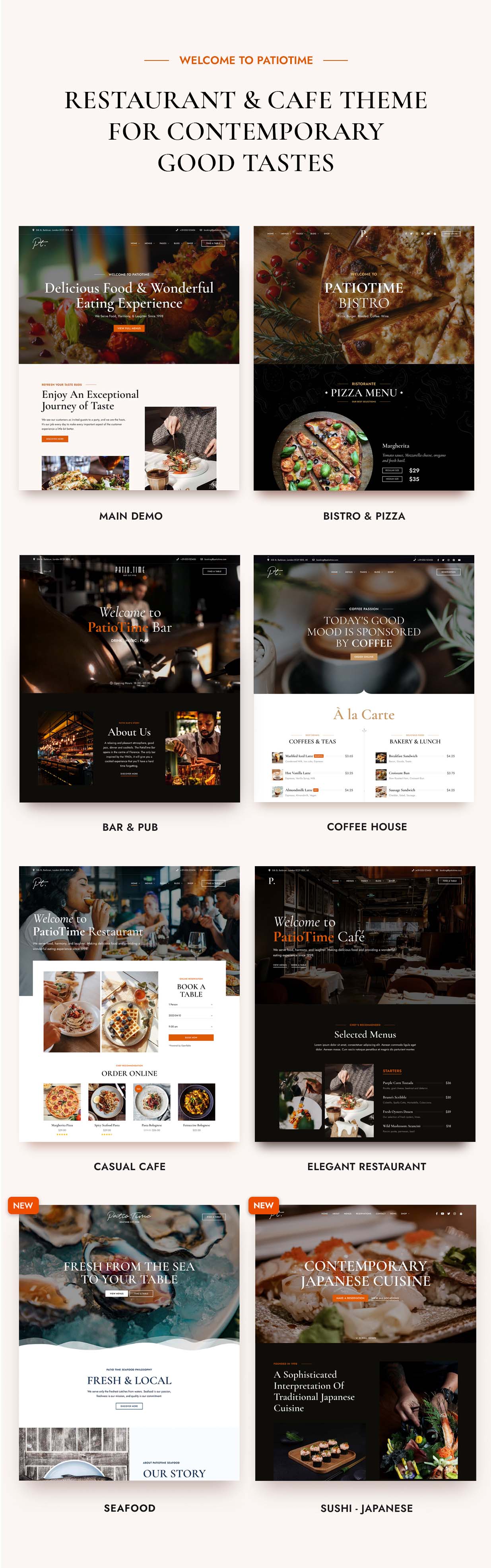 PatioTime - Restaurant WordPress Theme.