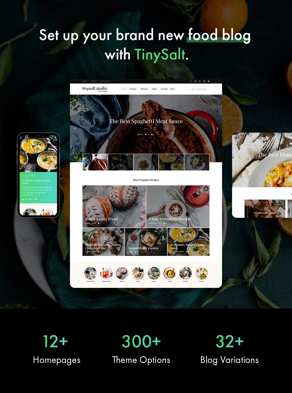 TinySalt - Tema de WordPress para blog de alimentos frescos.