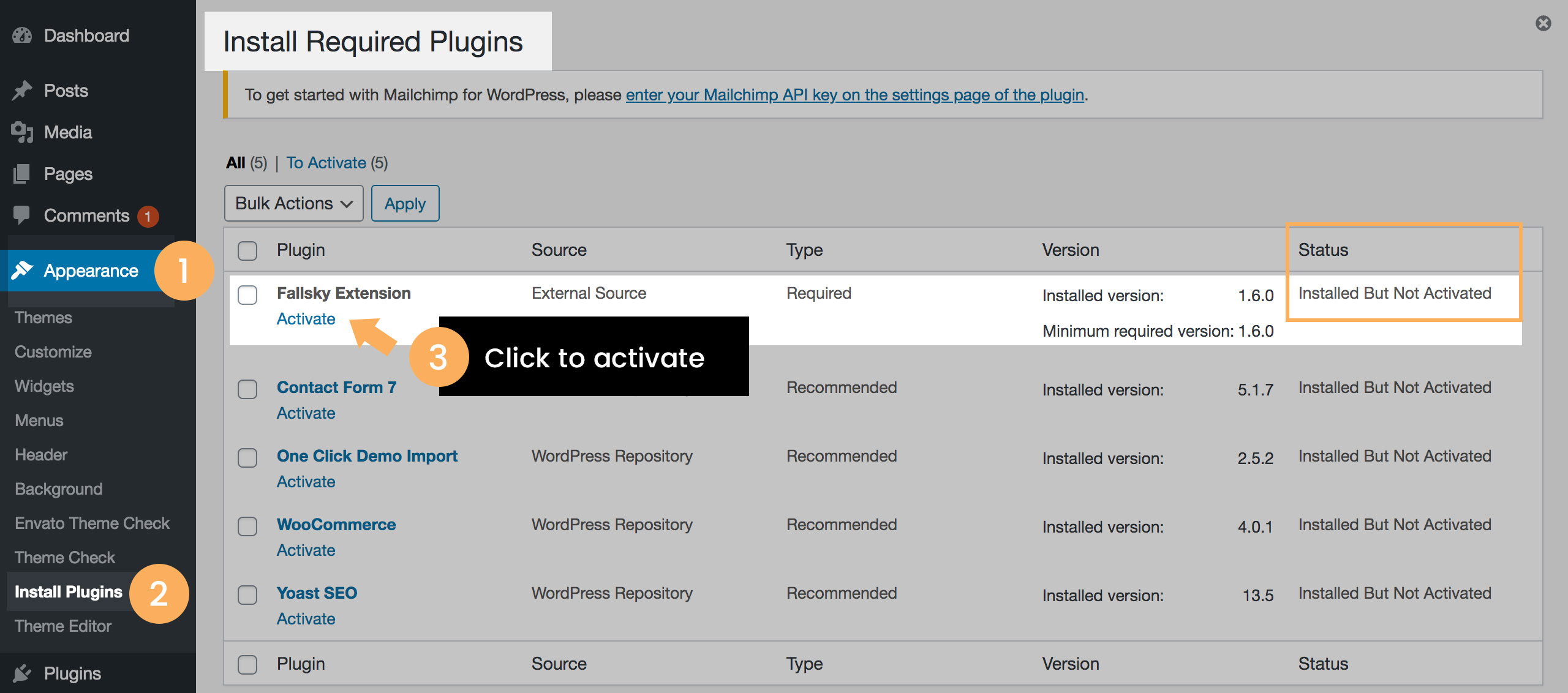 Activate Required Plugin