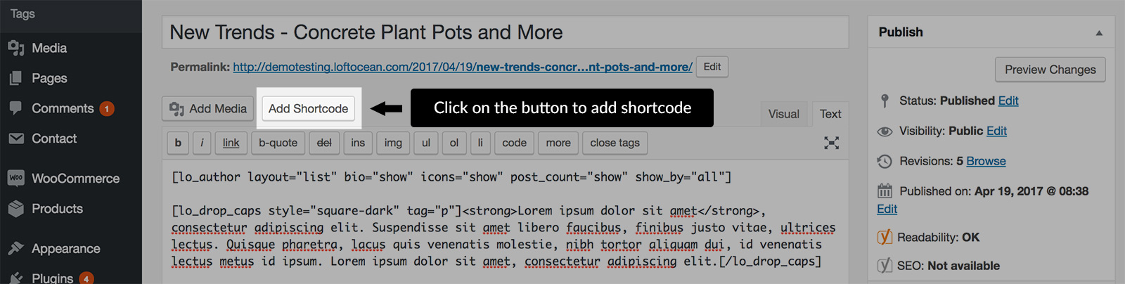 Add Shortcode Button