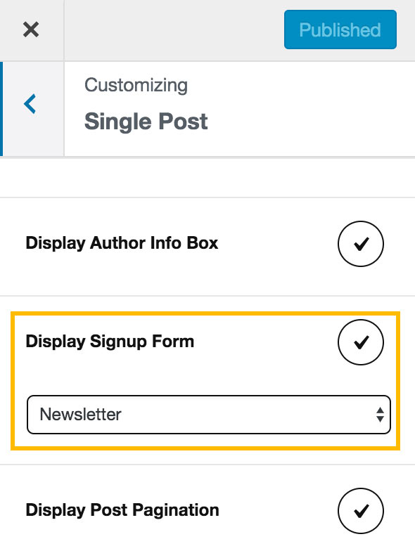 Display MailChimp Sign-Up Form on Single Post Page