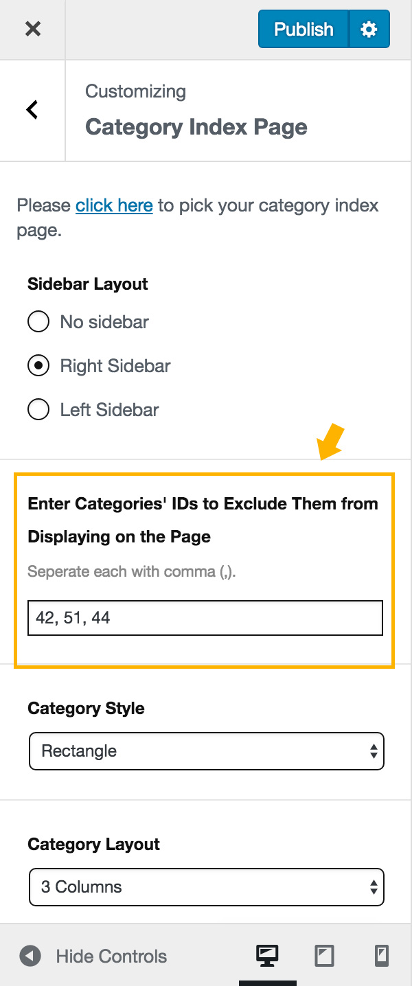 Exclude some Categories