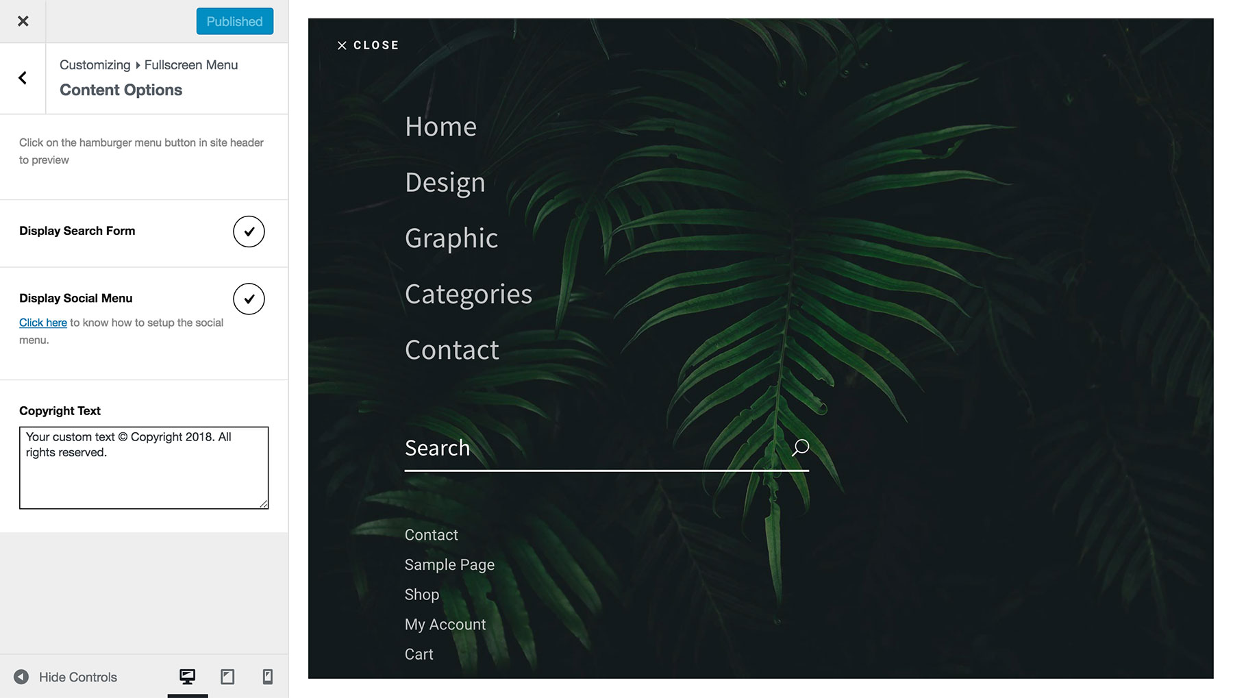 Customize the Fullscreen Menu