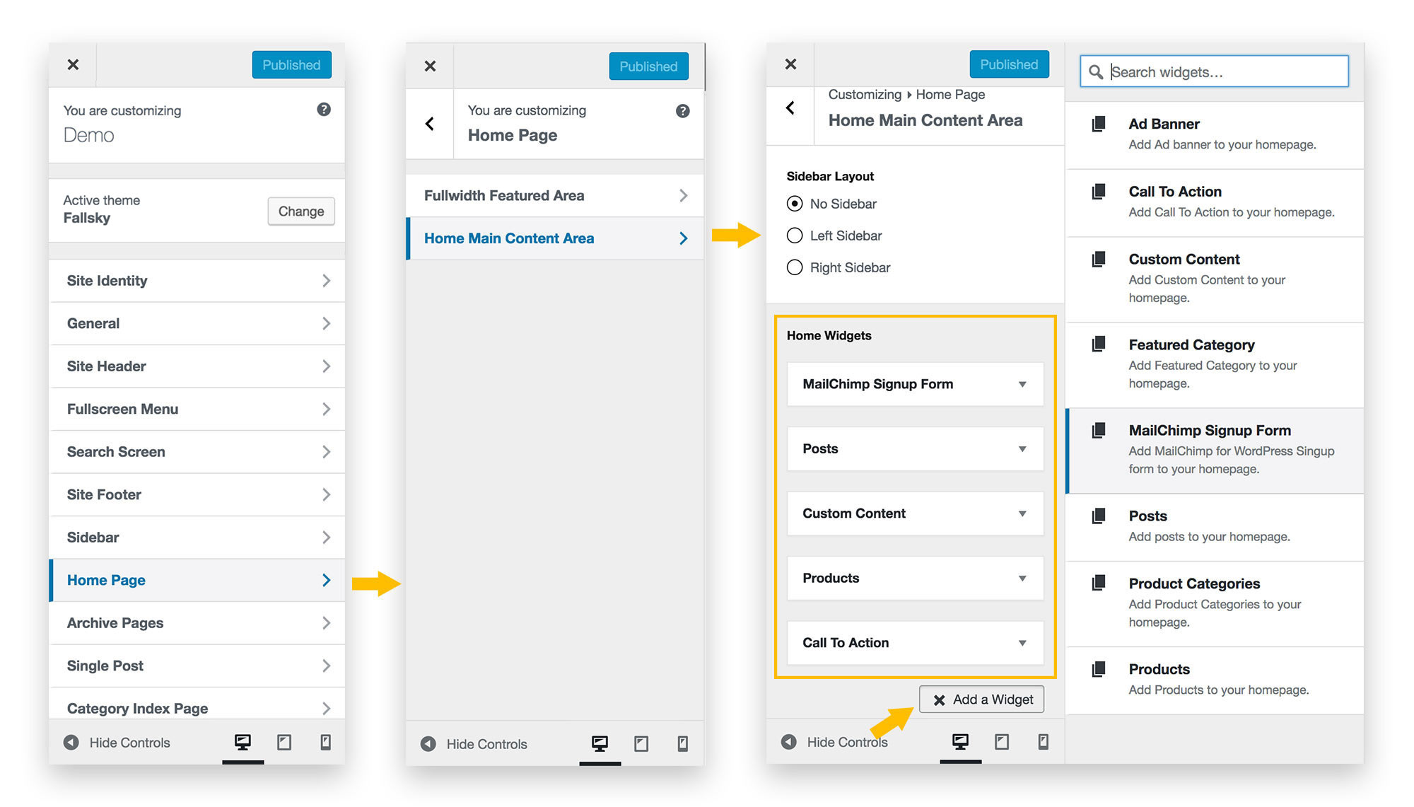 Add Home Widgets to Homepage