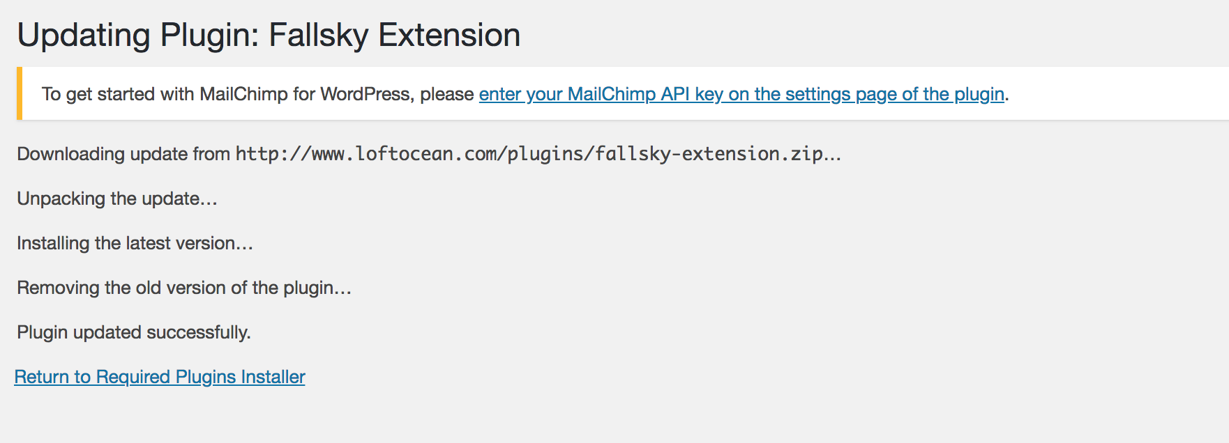 The required plugin updated successfully.