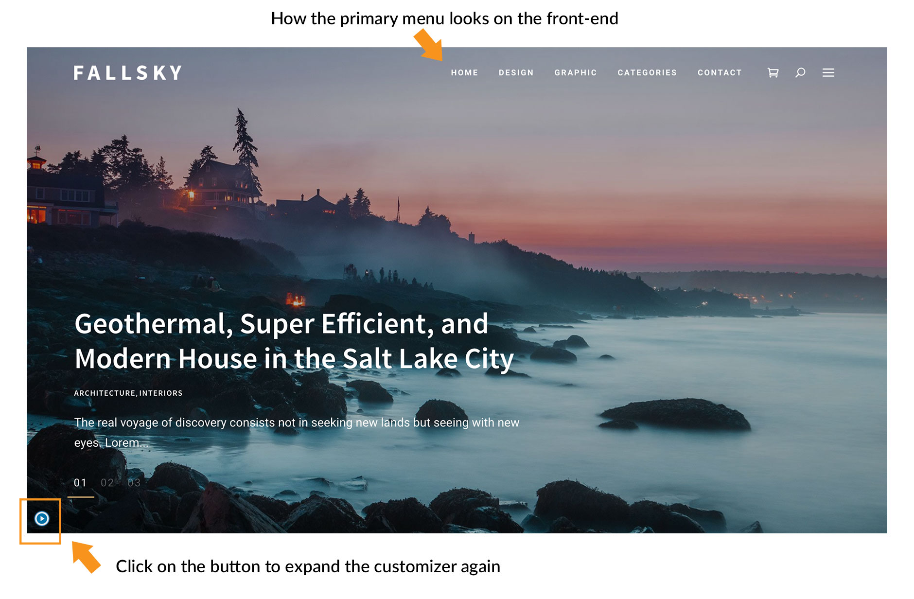 Hide customizer to preview the results