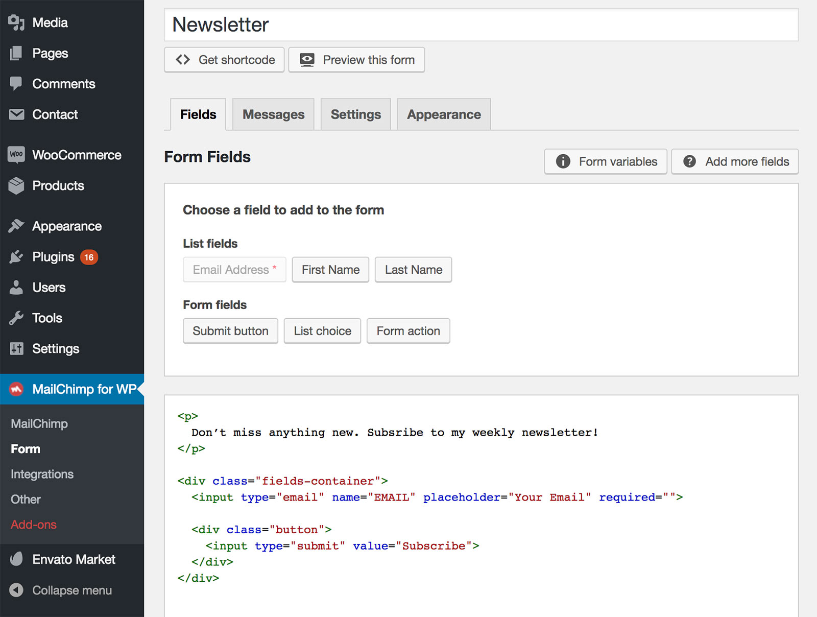 Create Subscribe Form