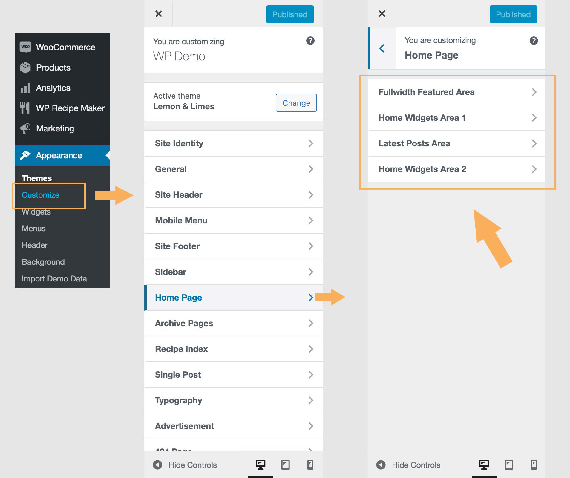 Customizer - Homepage